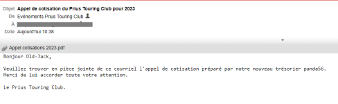 Appel de cotisation du Prius Touring Club pour 2023.png